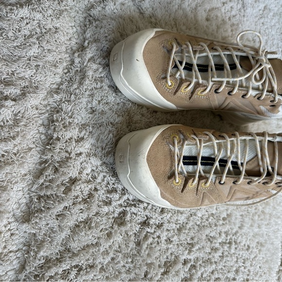 Salomon X-Alp Leather Vanilla Ice Tan Sneakers 7.5 shoes mens white - Picture 4 of 11